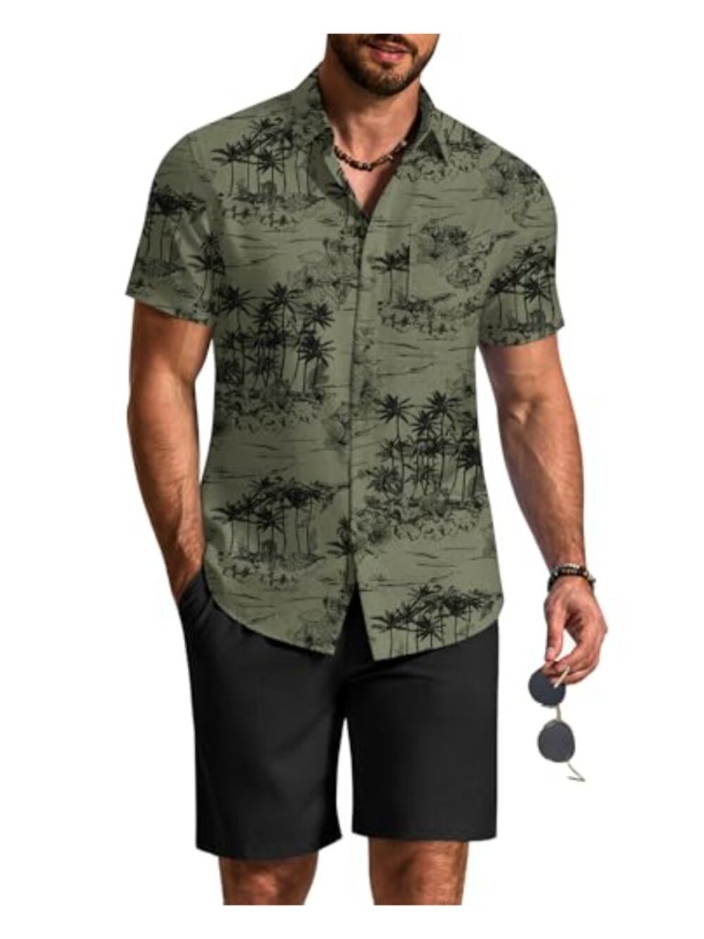 Men's 2 Piece Short Sleeve Button Down Shirt & Shorts Set Summer Vacation Outfit